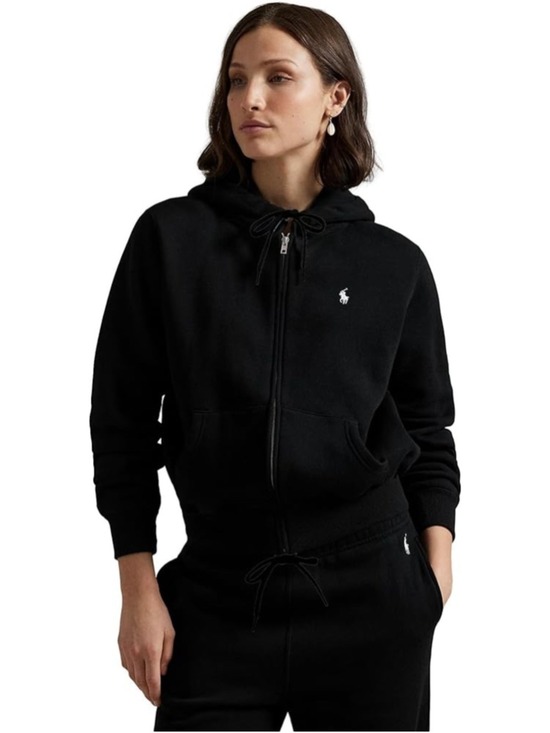 Ralph Lauren Sport Tops - Ralph Lauren Sport Black with White Polo Logo Full-Zip Hoodie Size XL (21” PTP)